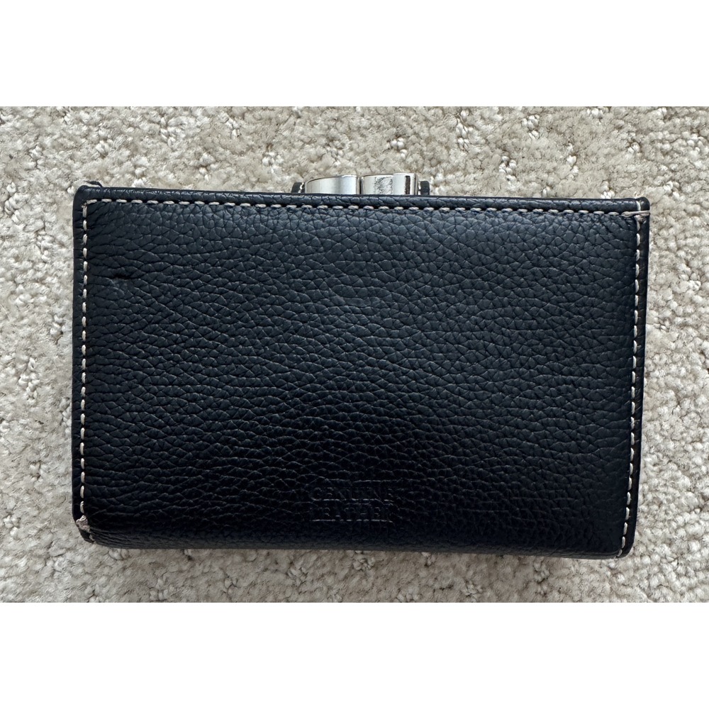 GIANI BERNINI Black Genuine Leather Nautical 18 Card Slots Kiss Lock Wallet - Picture 2 of 9